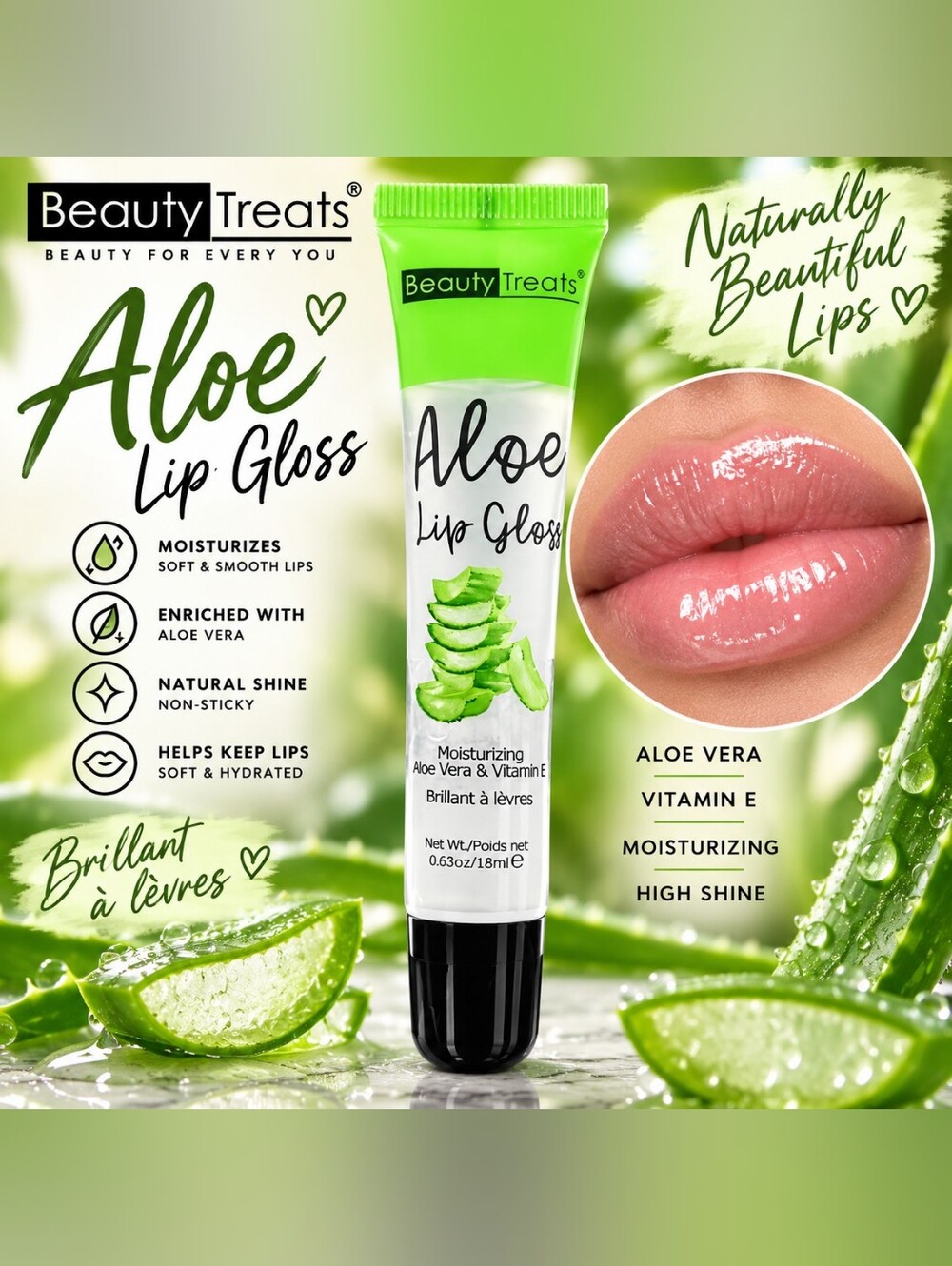Beauty Treats Aloe Lip Gloss- Clear Shine